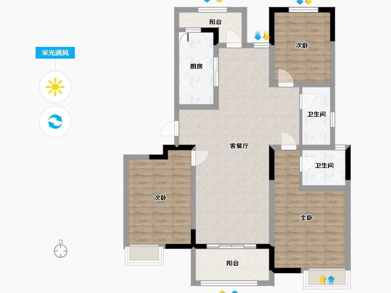 江苏省-苏州市-建屋海德公园-108.80-户型库-采光通风