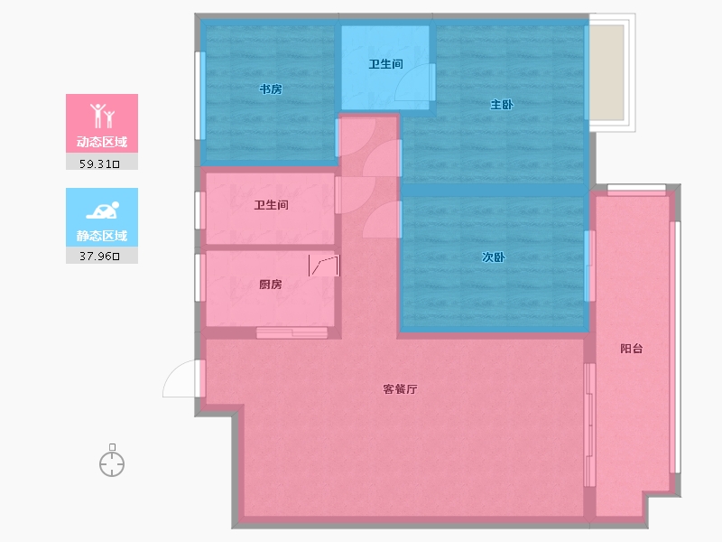 贵州省-铜仁市-万和星城-87.29-户型库-动静分区