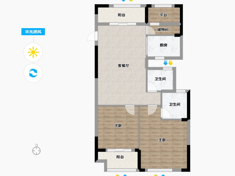 浙江省-嘉兴市-信达翰林兰庭-89.00-户型库-采光通风