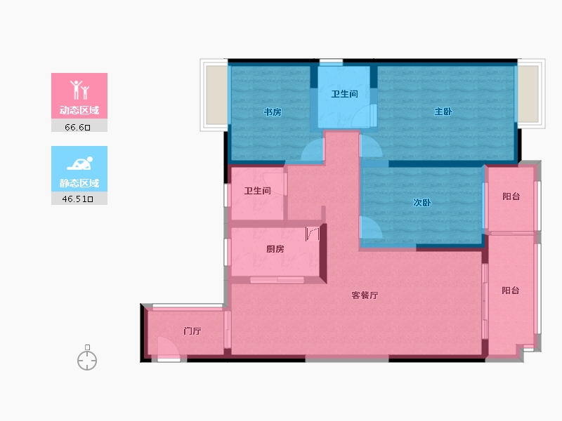 江苏省-苏州市-昆山江南平安里-100.29-户型库-动静分区