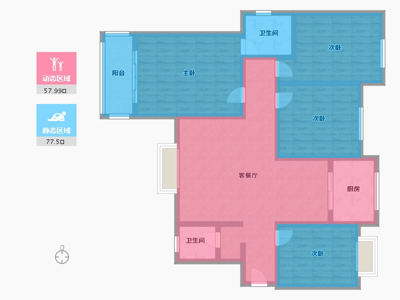 陕西省-西安市-皇子坡-120.82-户型库-动静分区