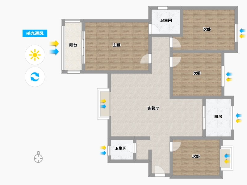 陕西省-西安市-皇子坡-120.82-户型库-采光通风