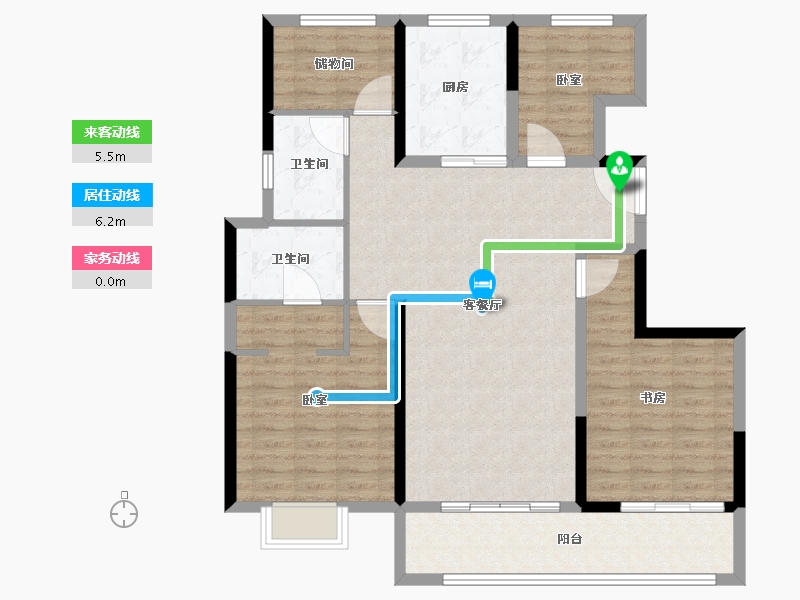 浙江省-台州市-富力溪庐-107.04-户型库-动静线