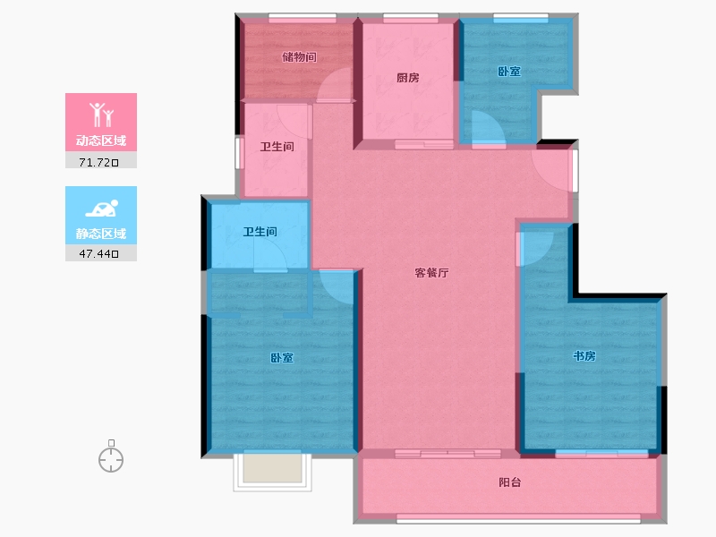 浙江省-台州市-富力溪庐-107.04-户型库-动静分区