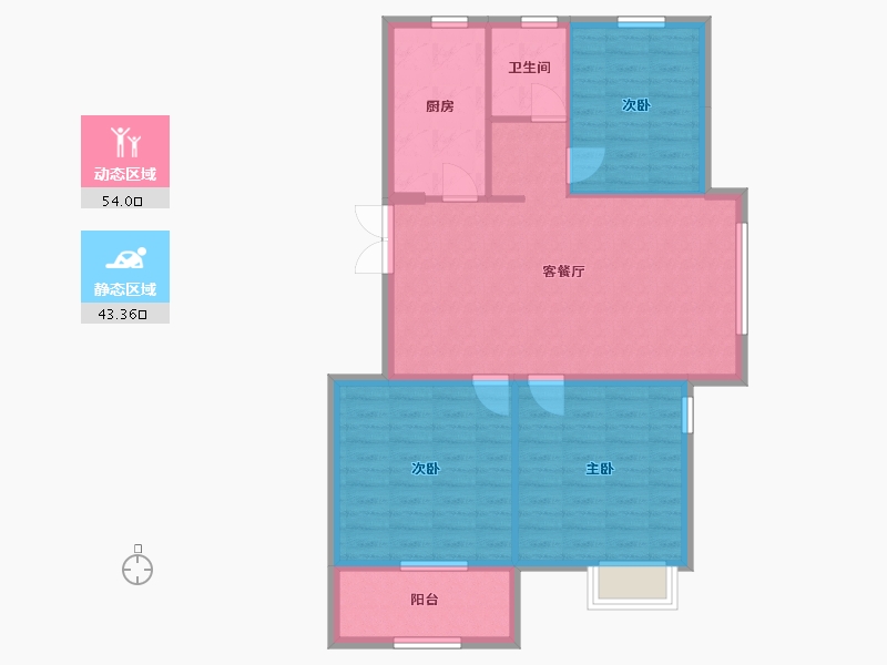 浙江省-绍兴市-潜溪壹号-88.62-户型库-动静分区