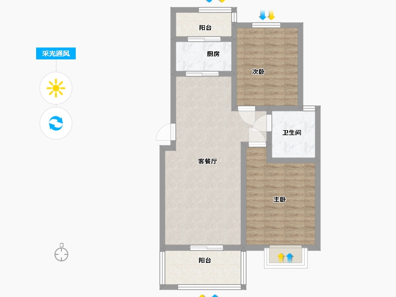 浙江省-衢州市-民泰美林小镇-71.20-户型库-采光通风