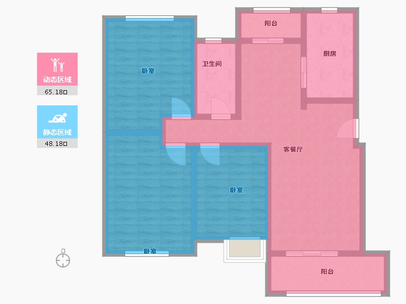 江苏省-泰州市-嘉和幸福里-100.61-户型库-动静分区