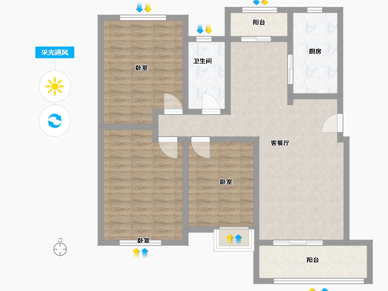 江苏省-泰州市-嘉和幸福里-100.61-户型库-采光通风