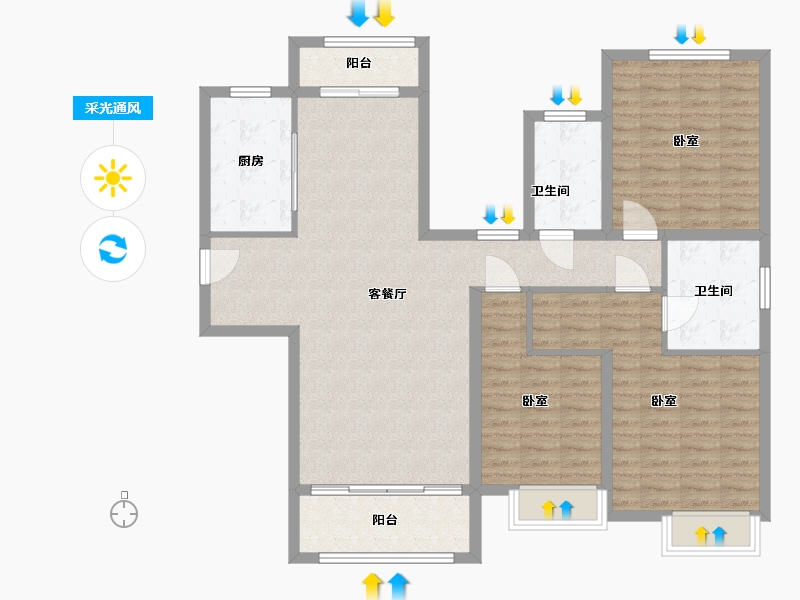 江苏省-泰州市-嘉和幸福里-112.51-户型库-采光通风