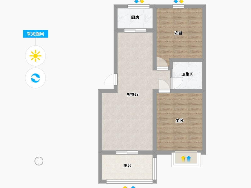 浙江省-衢州市-民泰美林小镇-60.81-户型库-采光通风