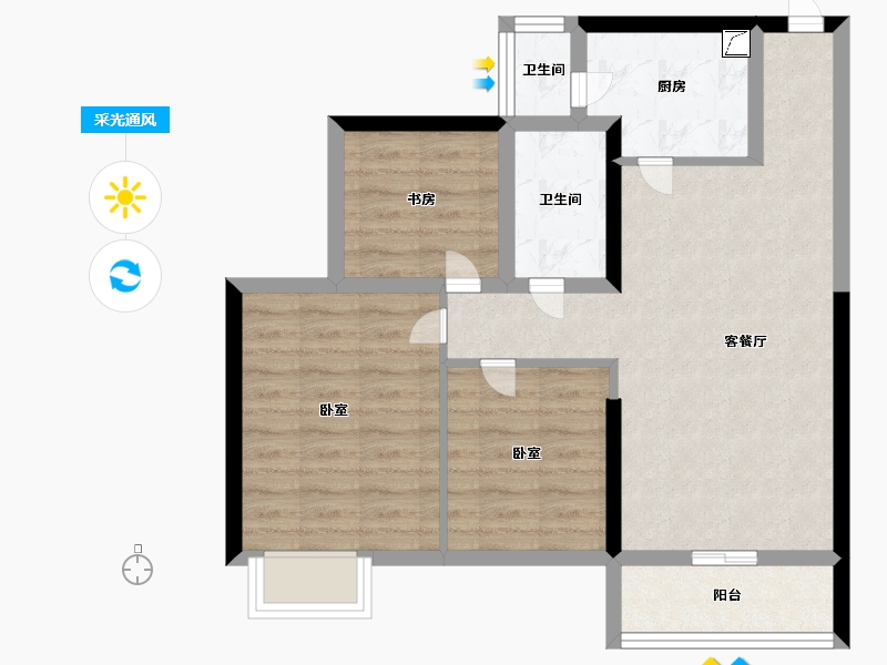 广西壮族自治区-南宁市-龙光君悦华庭-67.00-户型库-采光通风