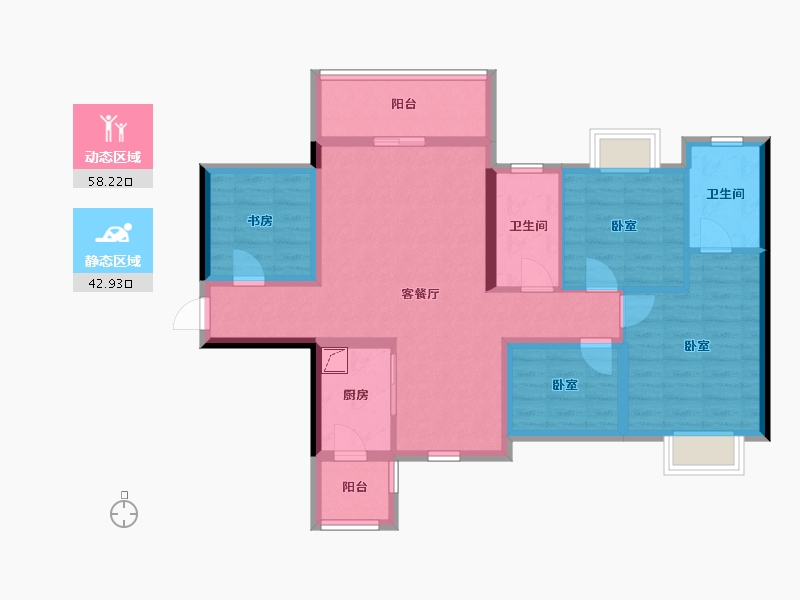 广西壮族自治区-南宁市-龙光君悦华庭-88.91-户型库-动静分区