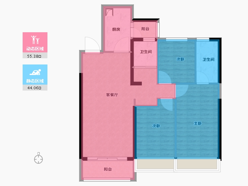 河南省-郑州市-碧桂园天悦-89.50-户型库-动静分区