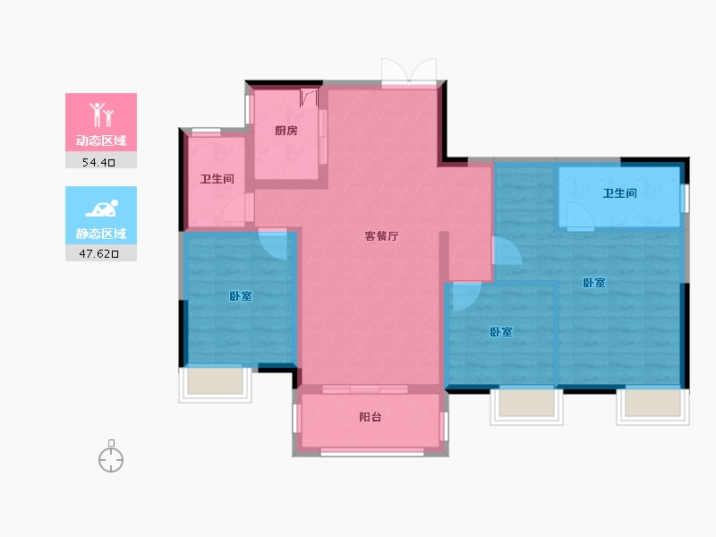 湖北省-武汉市-地铁盛观尚城-91.31-户型库-动静分区