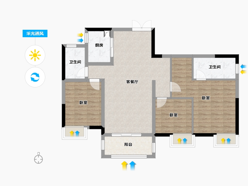 湖北省-武汉市-地铁盛观尚城-91.31-户型库-采光通风