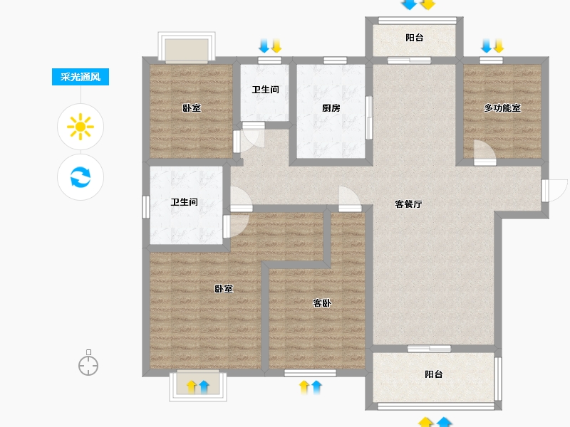 江苏省-宿迁市-翡翠蓝湾-128.00-户型库-采光通风