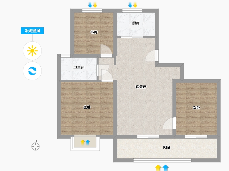 山东省-济南市-金地华著-73.73-户型库-采光通风