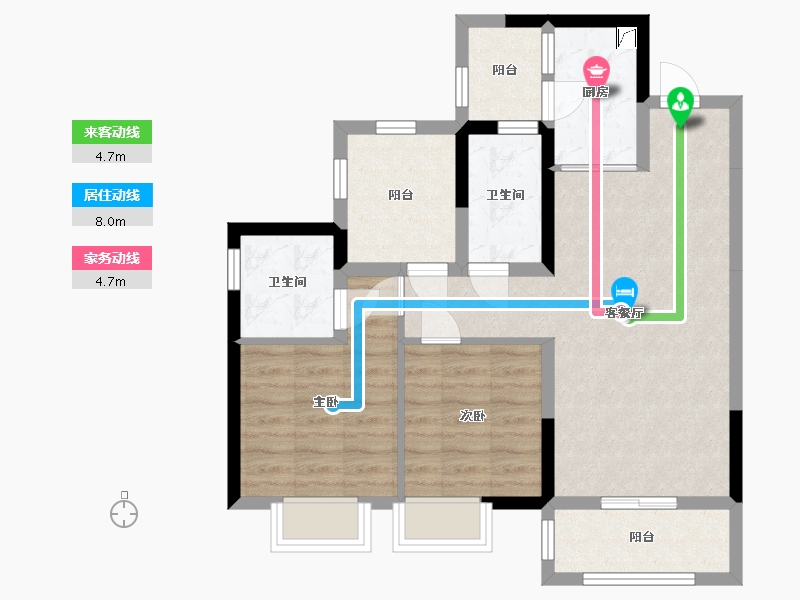 海南省-海口市-保利中央海岸-72.84-户型库-动静线