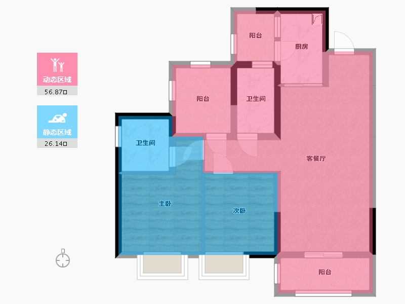 海南省-海口市-保利中央海岸-72.84-户型库-动静分区