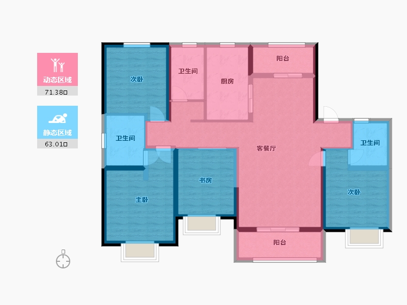 陕西省-西安市-绿地新里城-120.00-户型库-动静分区