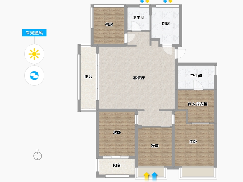 浙江省-杭州市-中南君奥时代-119.99-户型库-采光通风