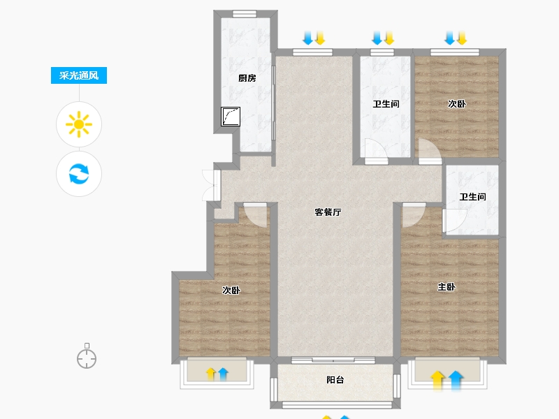 吉林省-松原市-鸿盛国际城-101.42-户型库-采光通风