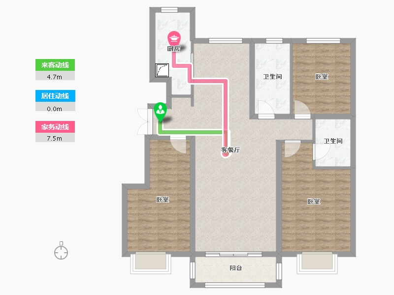 吉林省-松原市-鸿盛国际城1-102.62-户型库-动静线