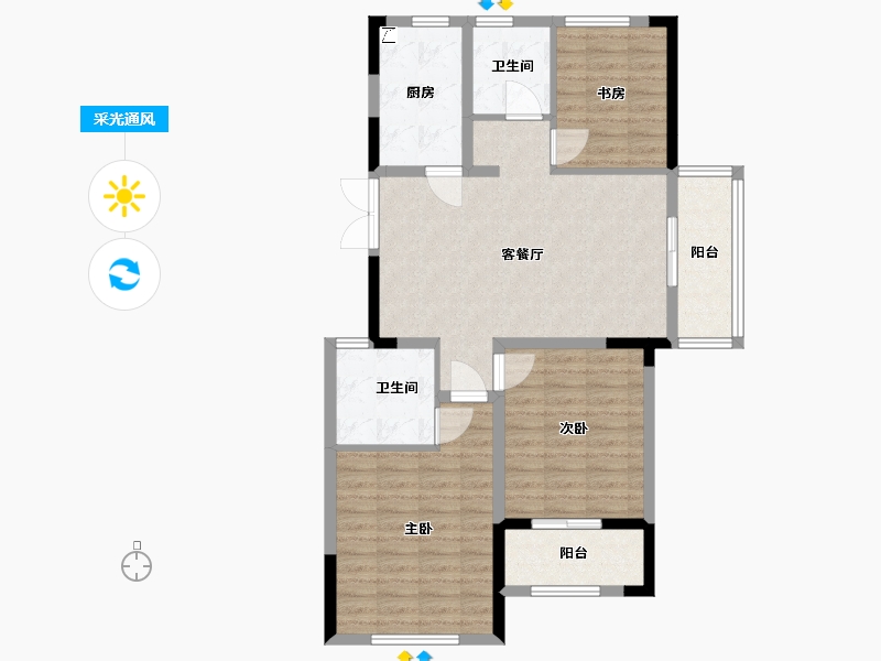 浙江省-绍兴市-锦江丁香园-92.50-户型库-采光通风