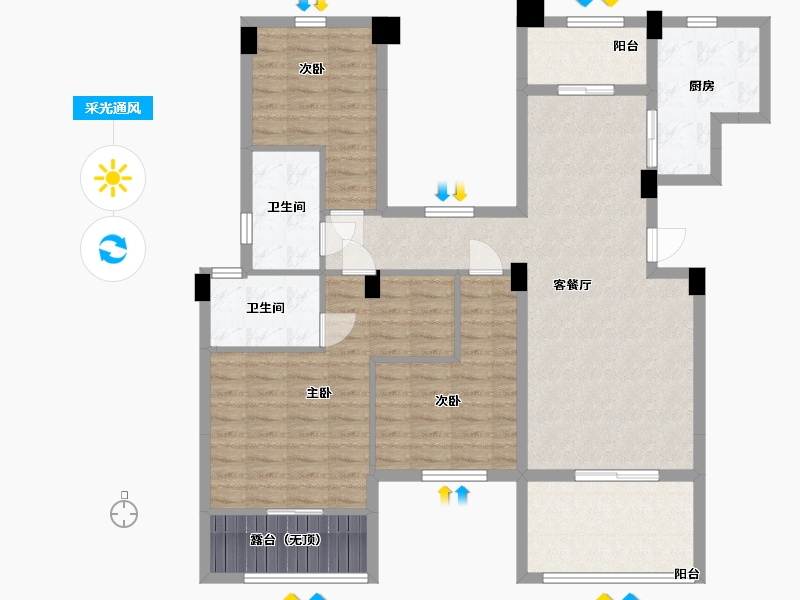 浙江省-湖州市-奥园壹号-111.24-户型库-采光通风