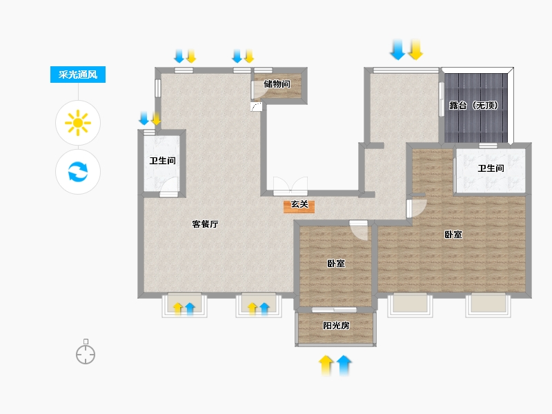 上海-上海市-新海城-132.41-户型库-采光通风