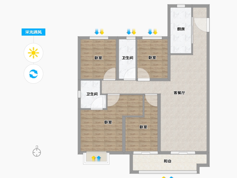 河南省-洛阳市-中骏雍景湾-108.99-户型库-采光通风