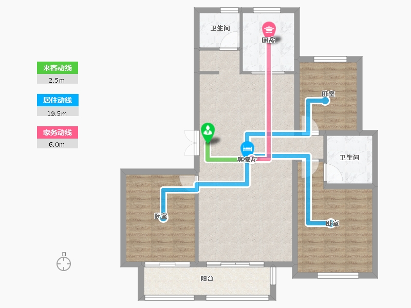 山东省-德州市-桃源里-95.63-户型库-动静线