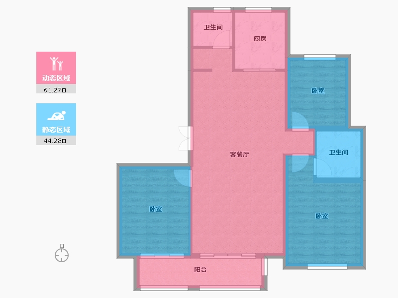 山东省-德州市-桃源里-95.63-户型库-动静分区