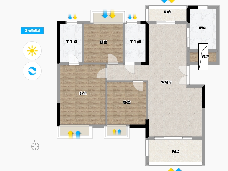 湖北省-宜昌市-名都状元府-97.00-户型库-采光通风