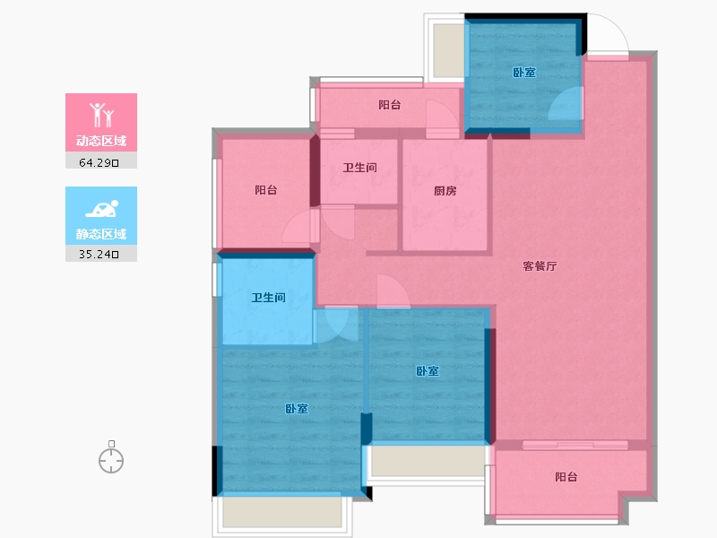 广东省-江门市-敏捷·云锦-88.81-户型库-动静分区