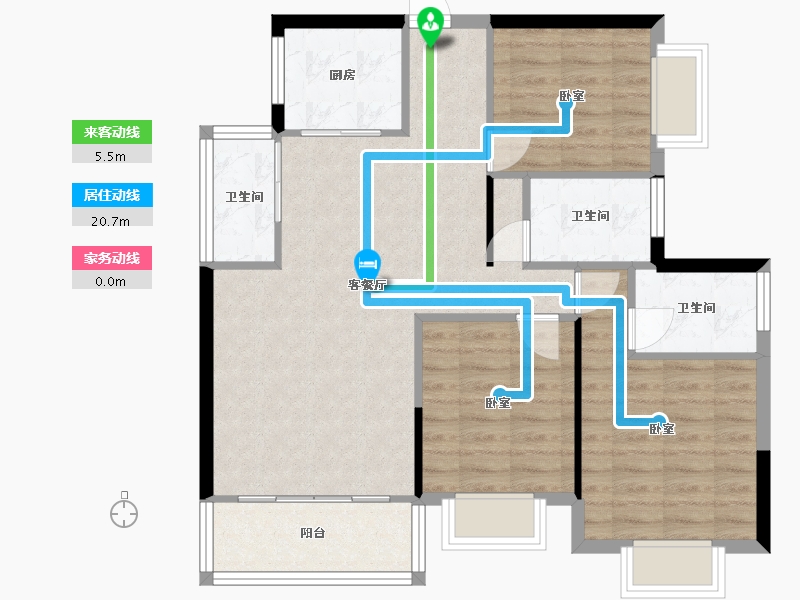 湖南省-郴州市-龙翔福邸云栖谷-83.31-户型库-动静线