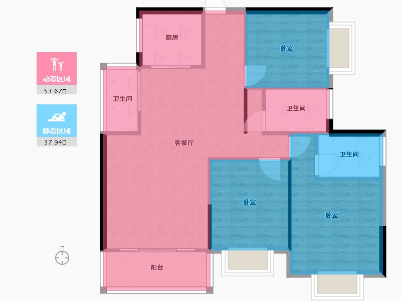 湖南省-郴州市-龙翔福邸云栖谷-83.31-户型库-动静分区