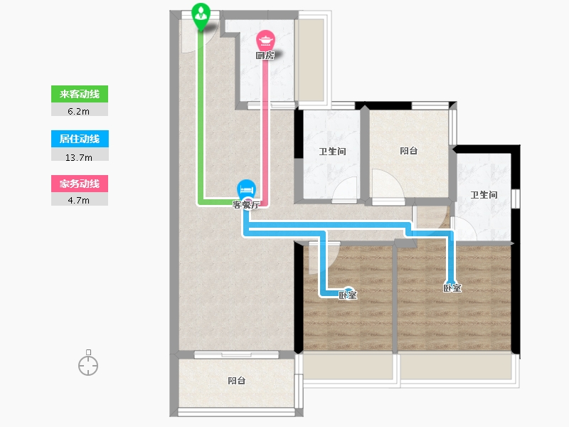 广东省-佛山市-美的花样年云璟-77.00-户型库-动静线