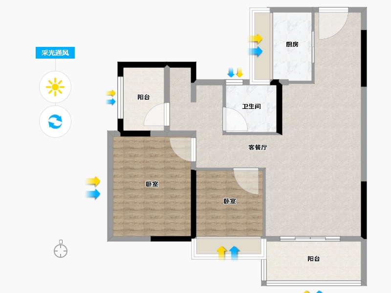 广东省-佛山市-美的花样年云璟-103.00-户型库-采光通风