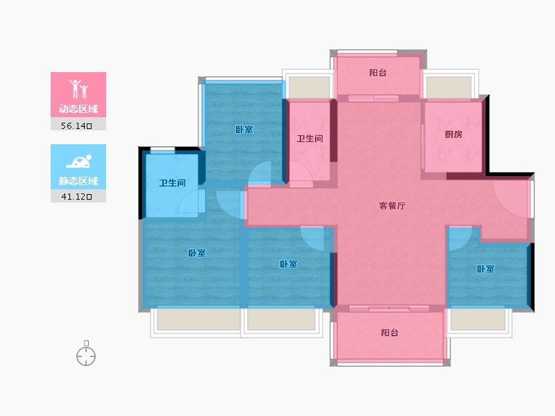 广东省-江门市-碧桂园·滨江天元-85.96-户型库-动静分区