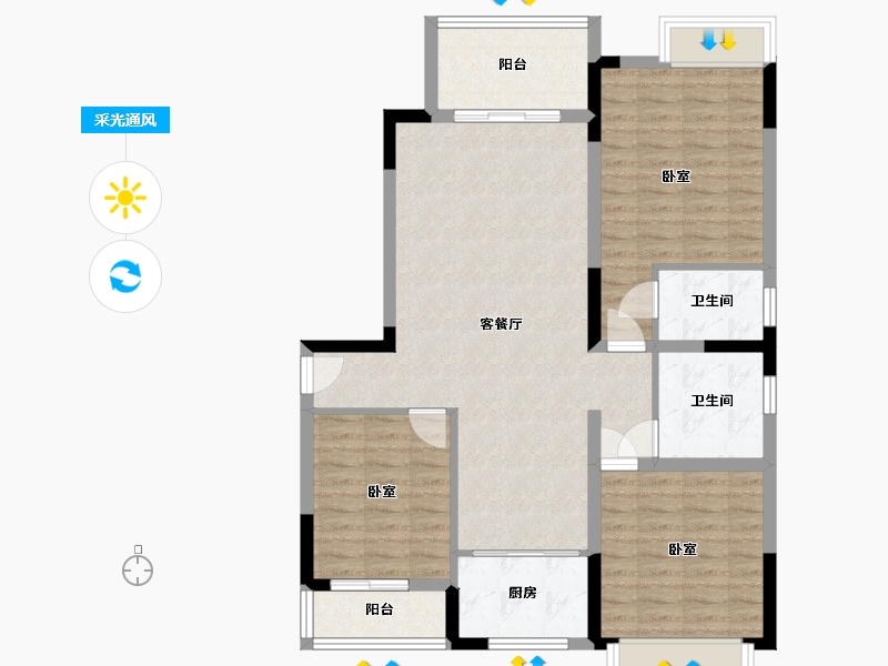 湖北省-宜昌市-滨江首府-98.40-户型库-采光通风