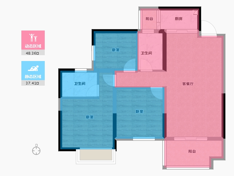 广西壮族自治区-南宁市-美林湾-76.02-户型库-动静分区