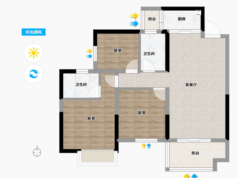 广西壮族自治区-南宁市-美林湾-76.02-户型库-采光通风