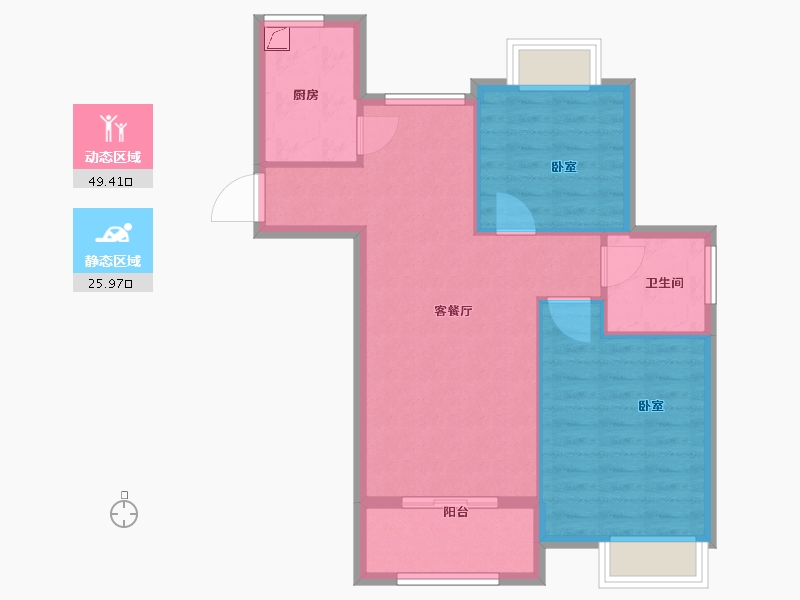 浙江省-宁波市-香河湾-68.00-户型库-动静分区