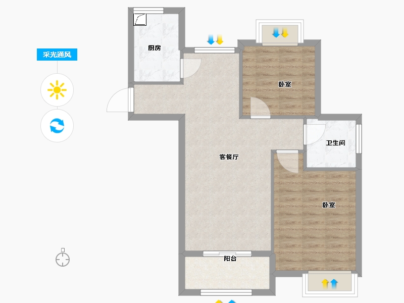 浙江省-宁波市-香河湾-68.00-户型库-采光通风