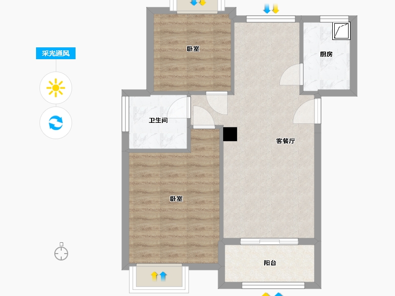 浙江省-宁波市-香河湾-60.48-户型库-采光通风