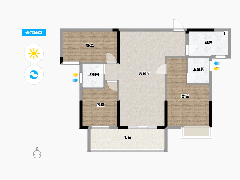 湖北省-黄石市-金銮·龙吟湾-101.70-户型库-采光通风