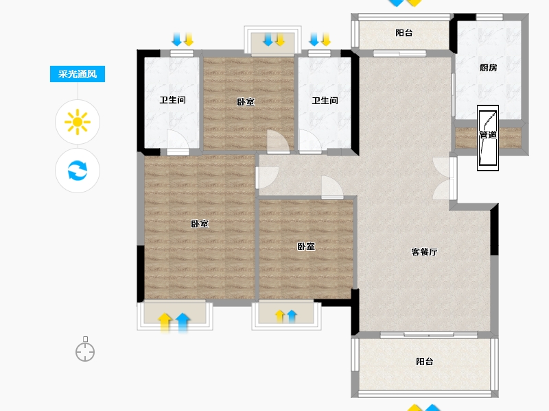 湖北省-宜昌市-名都状元府-116.00-户型库-采光通风