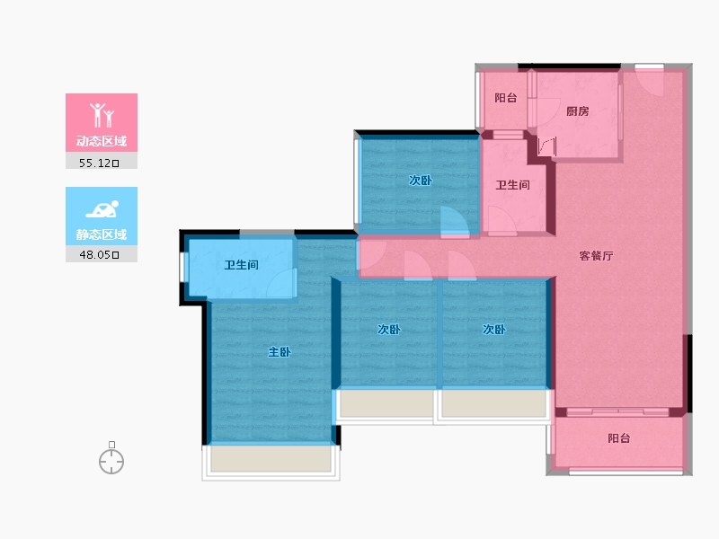 广东省-佛山市-龙光天瀛-91.55-户型库-动静分区