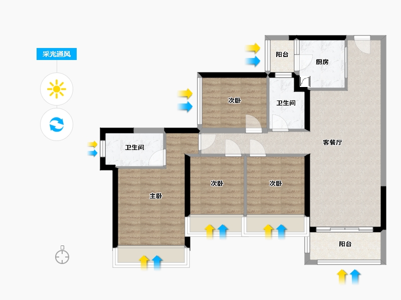 广东省-佛山市-龙光天瀛-91.55-户型库-采光通风